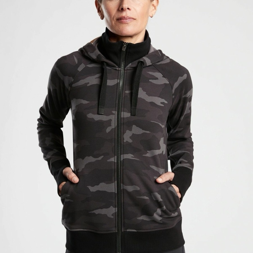 Athleta Triumph Zip Hoodie (Black Camo)